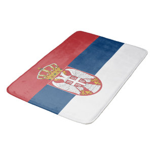 Grand tapis de bain avec drapeau de Serbie