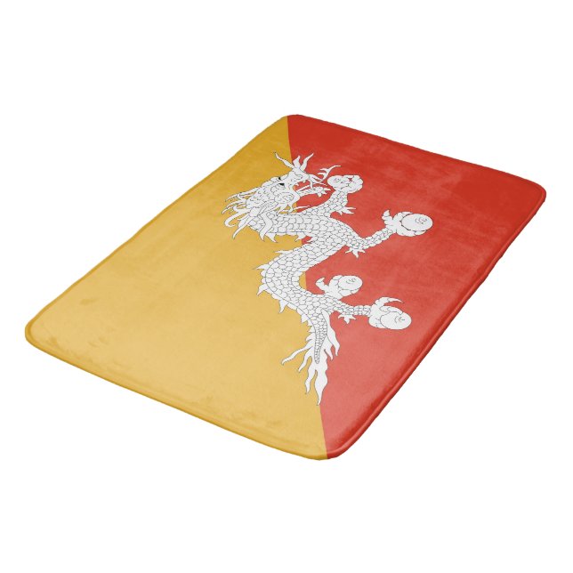Grand tapis de bain avec drapeau du Bhoutan (Angle)