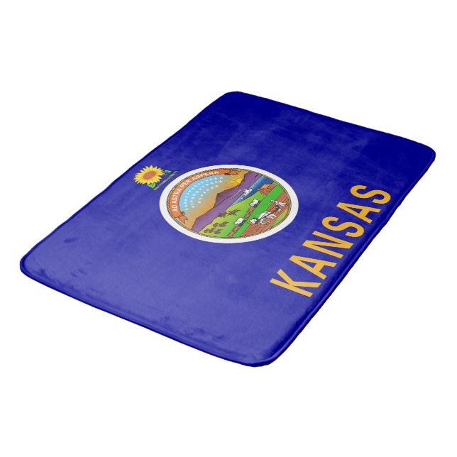 Grand tapis de bain avec drapeau du Kansas, USA (Angle)