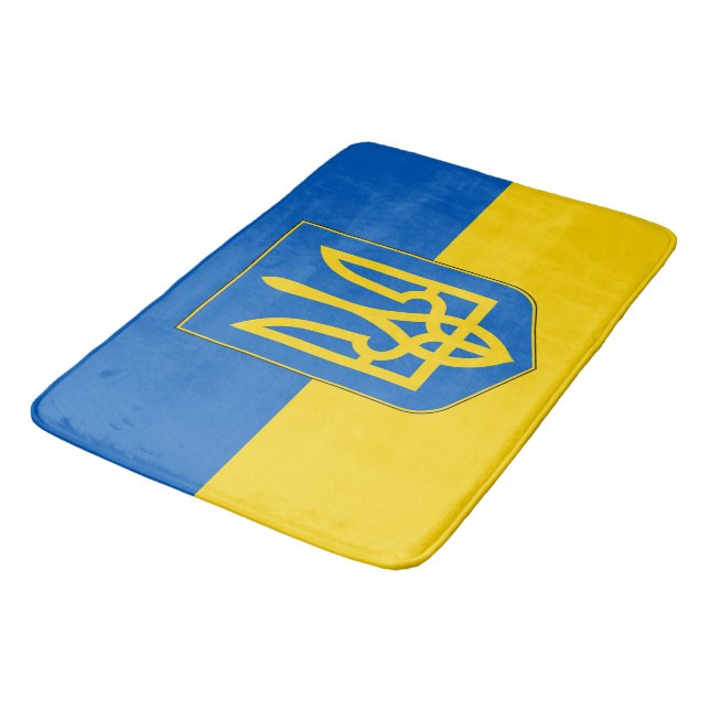 Grand tapis de bain avec drapeau d'Ukraine (Angle)