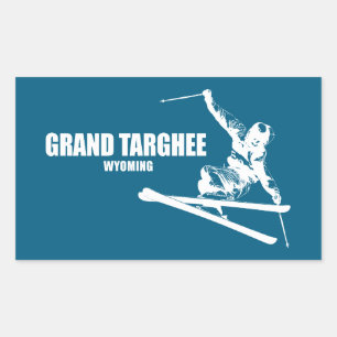 Grand Targhee Resort Wyoming Skifahrer Rechteckiger Aufkleber