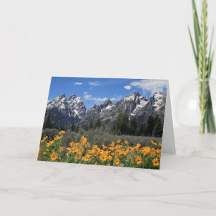 Grand Teton mit gelben Frühlingsblumen Karte