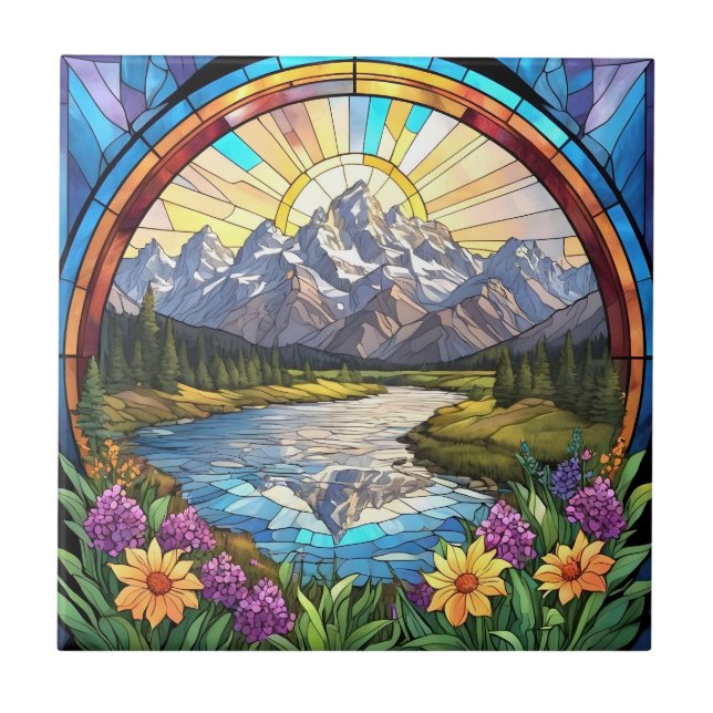 Grand Teton Mountains Imitate verkleidet Glass Mou Fliese (Vorderseite)