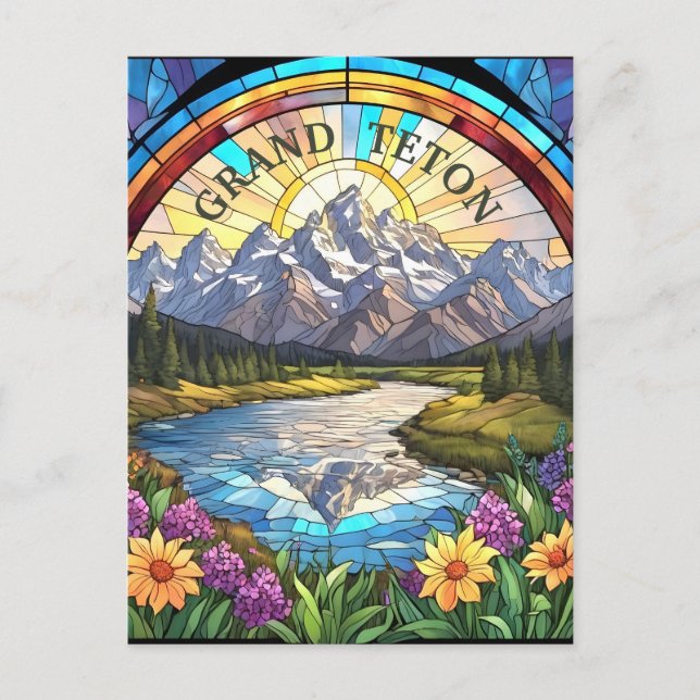Grand Teton Mountains Imitate verkleidet Glass Mou Postkarte (Vorderseite)
