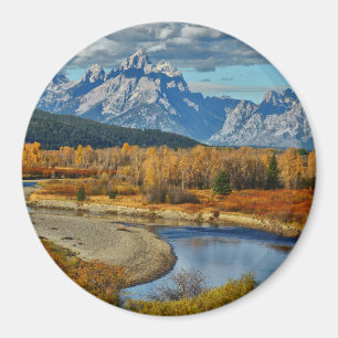 Grand Teton Mountains River View im Herbst Magnet