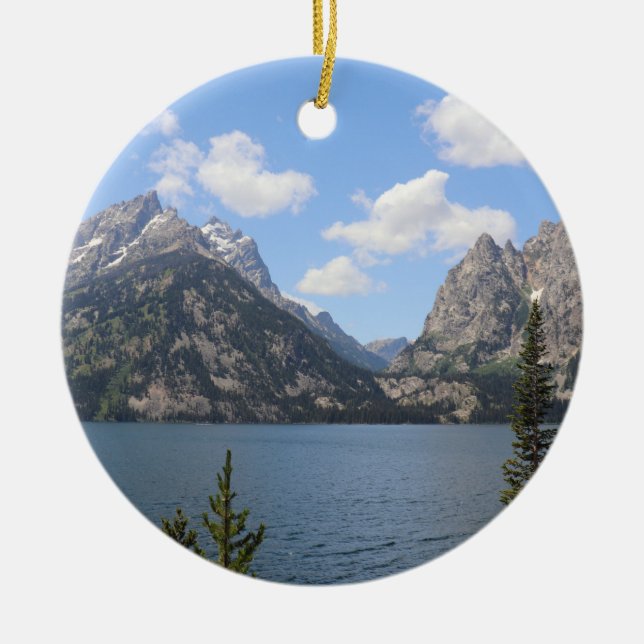 Grand Teton Mountains und Jenny Lake Keramik Ornament (Vorne)