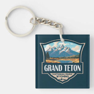 Grand Teton National Park Illustration Retro