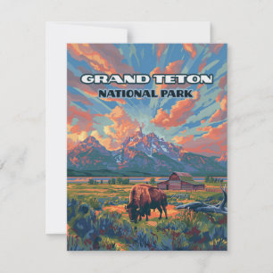 Grand Teton National Park Mountains Carte Wyoming
