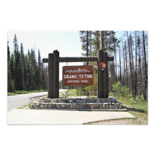 Grand Teton National Park, US National Park, Sign Fotodruck