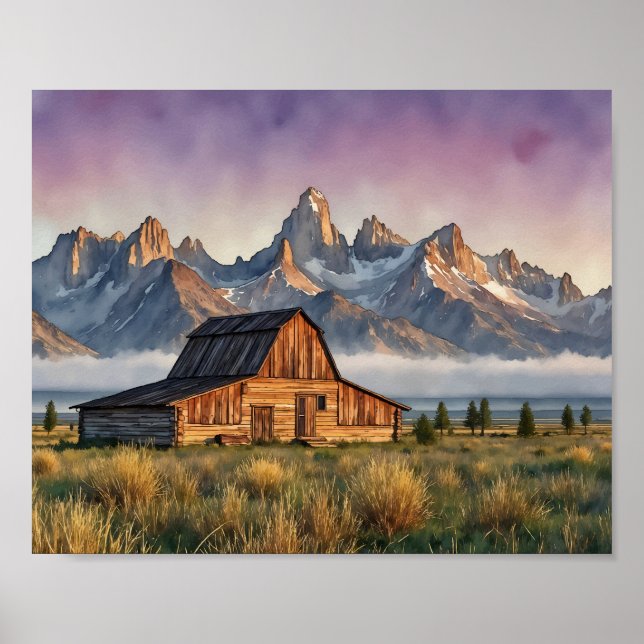 Grand Teton National Park Watercolor Art Print Poster (Vorne)