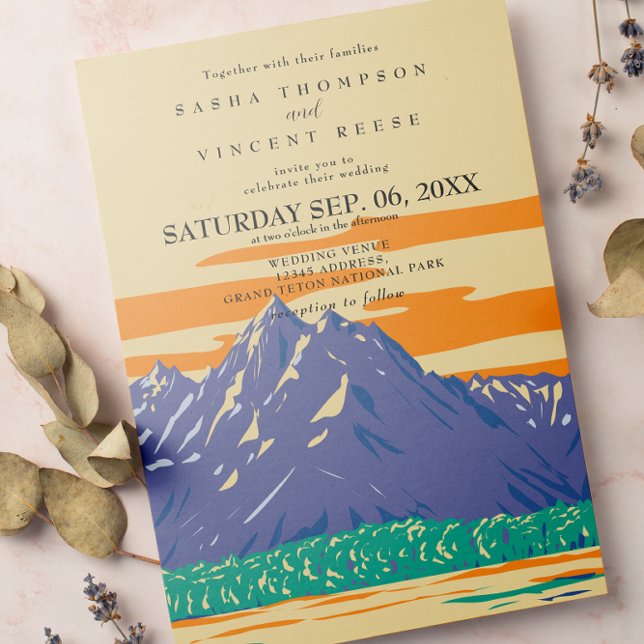 Grand Teton National Park Wedding Invitation Retro Einladung (Von Creator hochgeladen)