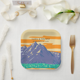 Grand Teton National Park Wedding Retro Pappteller