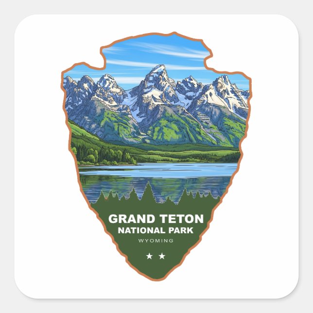 Grand Teton National Park Wyoming Arrowhead Quadratischer Aufkleber (Vorderseite)