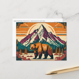 Grand Teton Nationalpark Grizzly Retro Malerei Postkarte