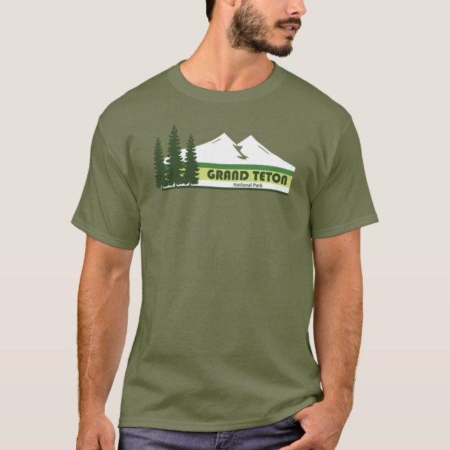 Grand Teton Nationalpark Grüne Streifen T-Shirt (Vorderseite)