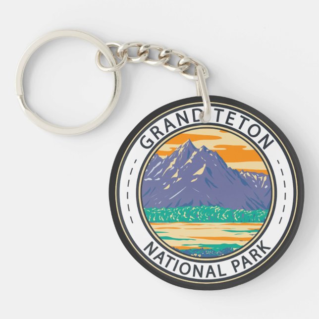 Grand Teton Nationalpark im Frühjahr Abzeichen Schlüsselanhänger (Vorderseite)