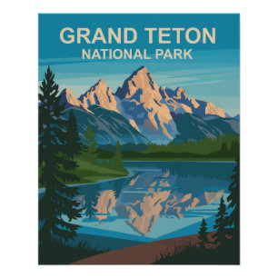 Grand Teton Nationalpark Landschaftsbild Poster