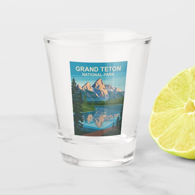 Grand Teton Nationalpark Landschaftsbild Schnapsglas (Vorderseite)