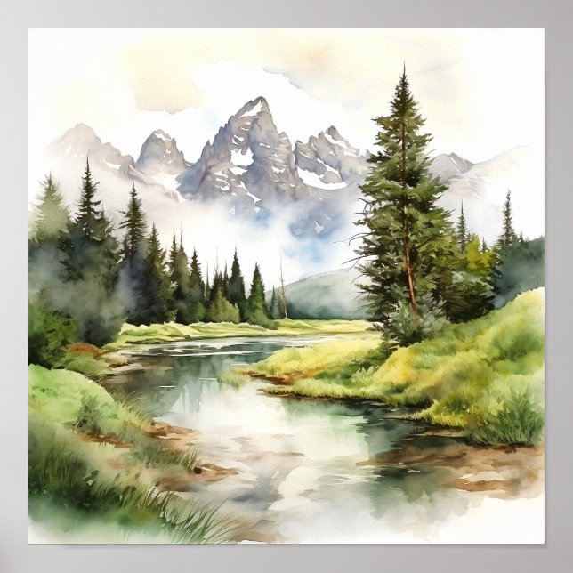 Grand Teton Nationalpark Malerei Druck Poster (Vorne)