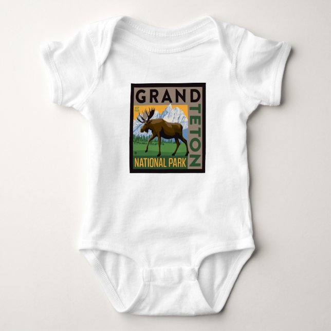 Grand Teton Nationalpark Moose Baby Strampler (Vorderseite)
