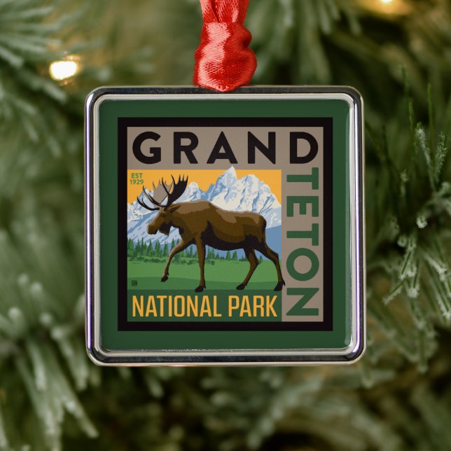 Grand Teton Nationalpark Moose Ornament Aus Metall (Baum)