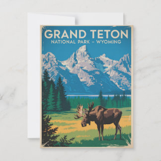Grand Teton Nationalpark Moose Vintage Postkarte