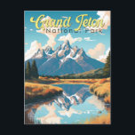 Grand Teton Nationalpark Postkarte<br><div class="desc">Design der Vektor-Kunstwerke von Grand Teton. Der Park umfasst die wichtigsten Gipfel der Teton Range sowie die meisten der nördlichen Teile des Tals,  bekannt als Jackson Hole.</div>
