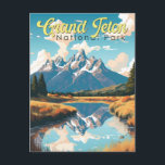 Grand Teton Nationalpark Postkarte<br><div class="desc">Design der Vektor-Kunstwerke von Grand Teton. Der Park umfasst die wichtigsten Gipfel der Teton Range sowie die meisten der nördlichen Teile des Tals,  bekannt als Jackson Hole.</div>