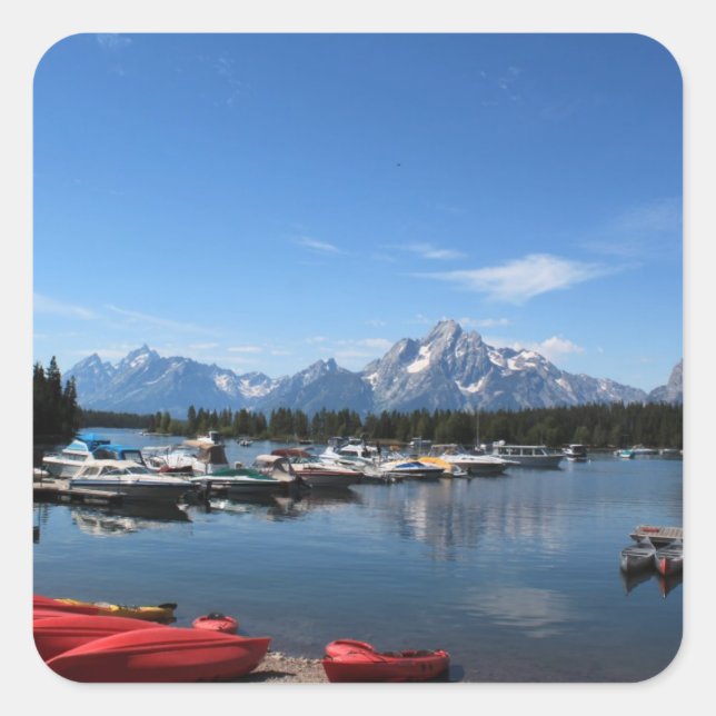 Grand Teton Nationalpark Quadratischer Aufkleber (Vorderseite)