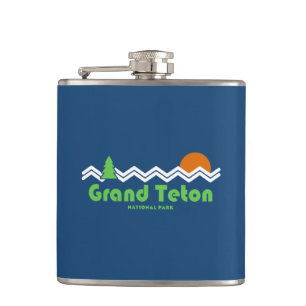 Grand Teton Nationalpark Retro Flachmann