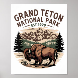 Grand Teton Nationalpark Retro Poster