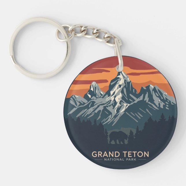 Grand Teton Nationalpark Sunset Schlüsselanhänger (Vorderseite)
