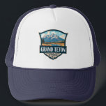 Grand Teton Nationalpark Truckerkappe<br><div class="desc">Design der Vektor-Kunstwerke von Grand Teton. Der Park umfasst die wichtigsten Gipfel der Teton Range sowie die meisten der nördlichen Teile des Tals, bekannt als Jackson Hole.</div>