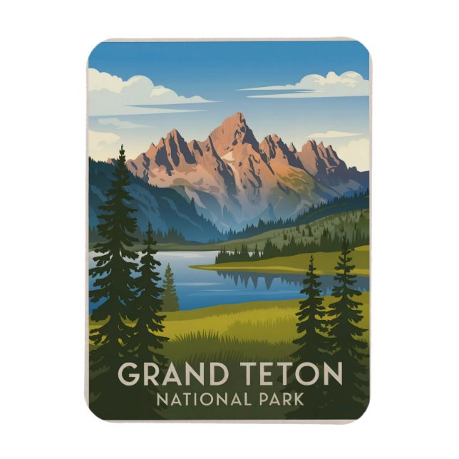 Grand Teton Nationalpark Vintag Magnet (Vertikal)