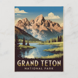 Grand Teton Nationalpark Vintag Postkarte