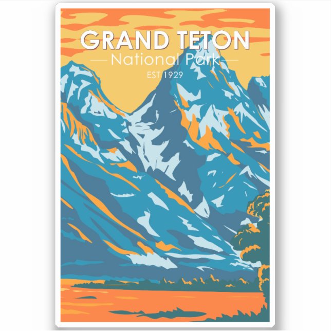 Grand Teton Nationalpark Wyoming Retro Aufkleber (Vorderseite)