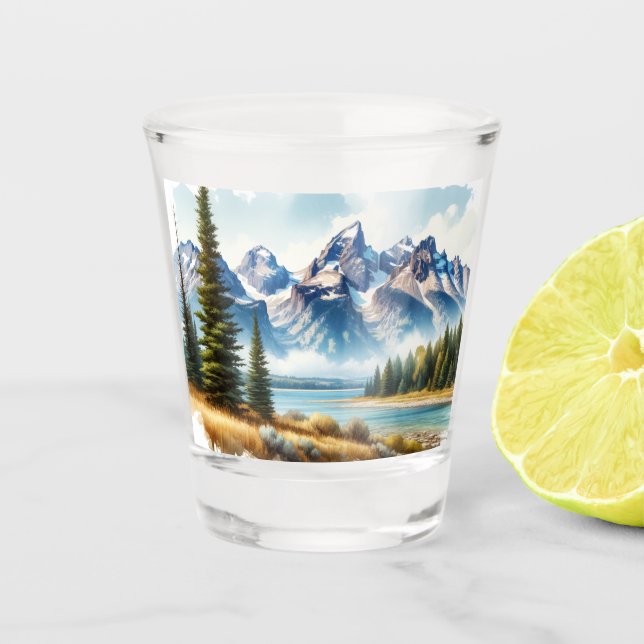 Grand Teton Nationalpark Wyoming Schnapsglas (Vorderseite)