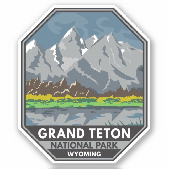 Grand Teton Nationalpark Wyoming Vintag Aufkleber (Vorderseite)