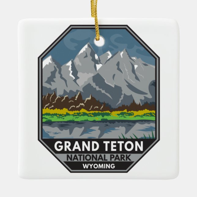 Grand Teton Nationalpark Wyoming Vintag Keramikornament (Vorderseite)