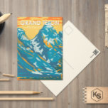Grand Teton Nationalpark Wyoming Vintag Postkarte<br><div class="desc">Grand Teton Vektorgrafik in einem Fensterstil. Der Park umfasst die wichtigsten Gipfel der Teton Range sowie die meisten der nördlichen Teile des Tals,  bekannt als Jackson Hole.</div>