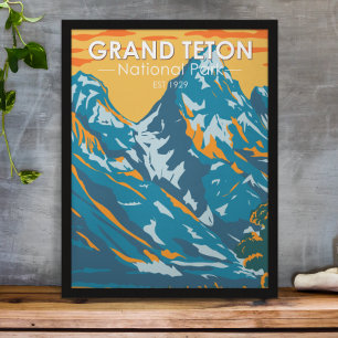 Grand Teton Nationalpark Wyoming Vintage Poster