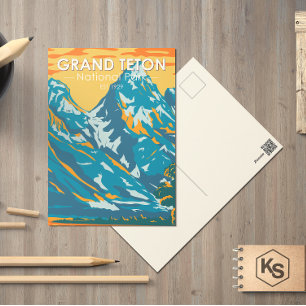 Grand Teton Nationalpark Wyoming Vintage Postkarte