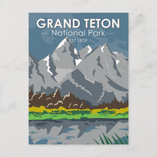 Grand Teton Nationalpark Wyoming Vintage Postkarte