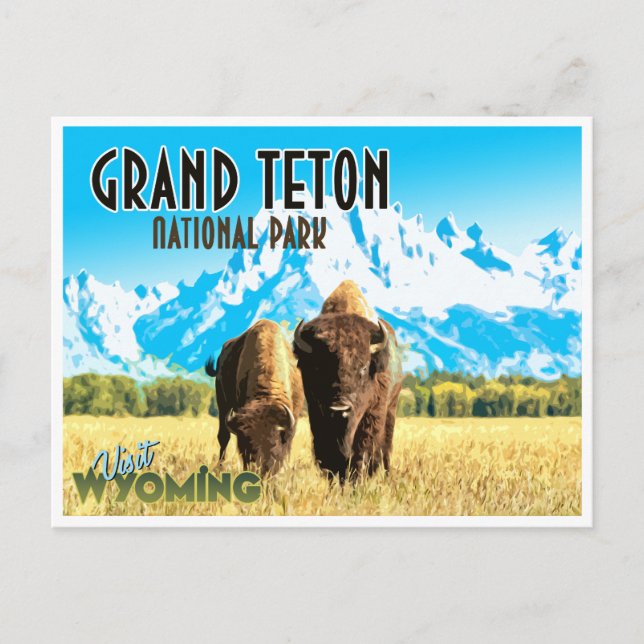 Grand Teton Park Wyoming Vintage Postkarte (Vorderseite)