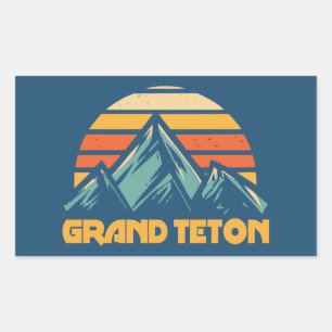 Grand Teton Retro Türkis Rechteckiger Aufkleber