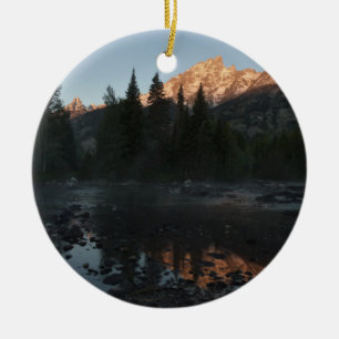 Grand Teton Sunrise in Cottonwood Creek Keramik Ornament