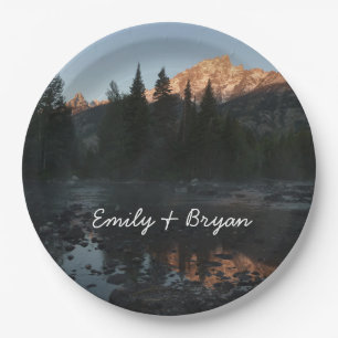 Grand Teton Sunrise in Cottonwood Creek Pappteller