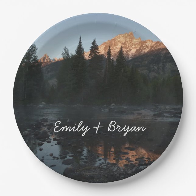 Grand Teton Sunrise in Cottonwood Creek Pappteller (Vorderseite)