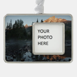 Grand Teton Sunrise in Cottonwood Creek Rahmen-Ornament Silber
