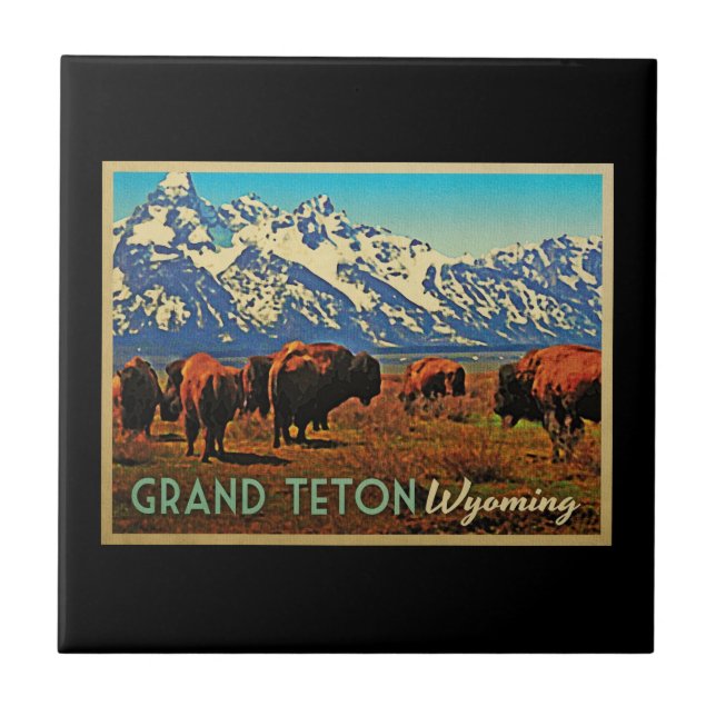 Grand Teton Wyoming Buffalo Fliese (Vorderseite)